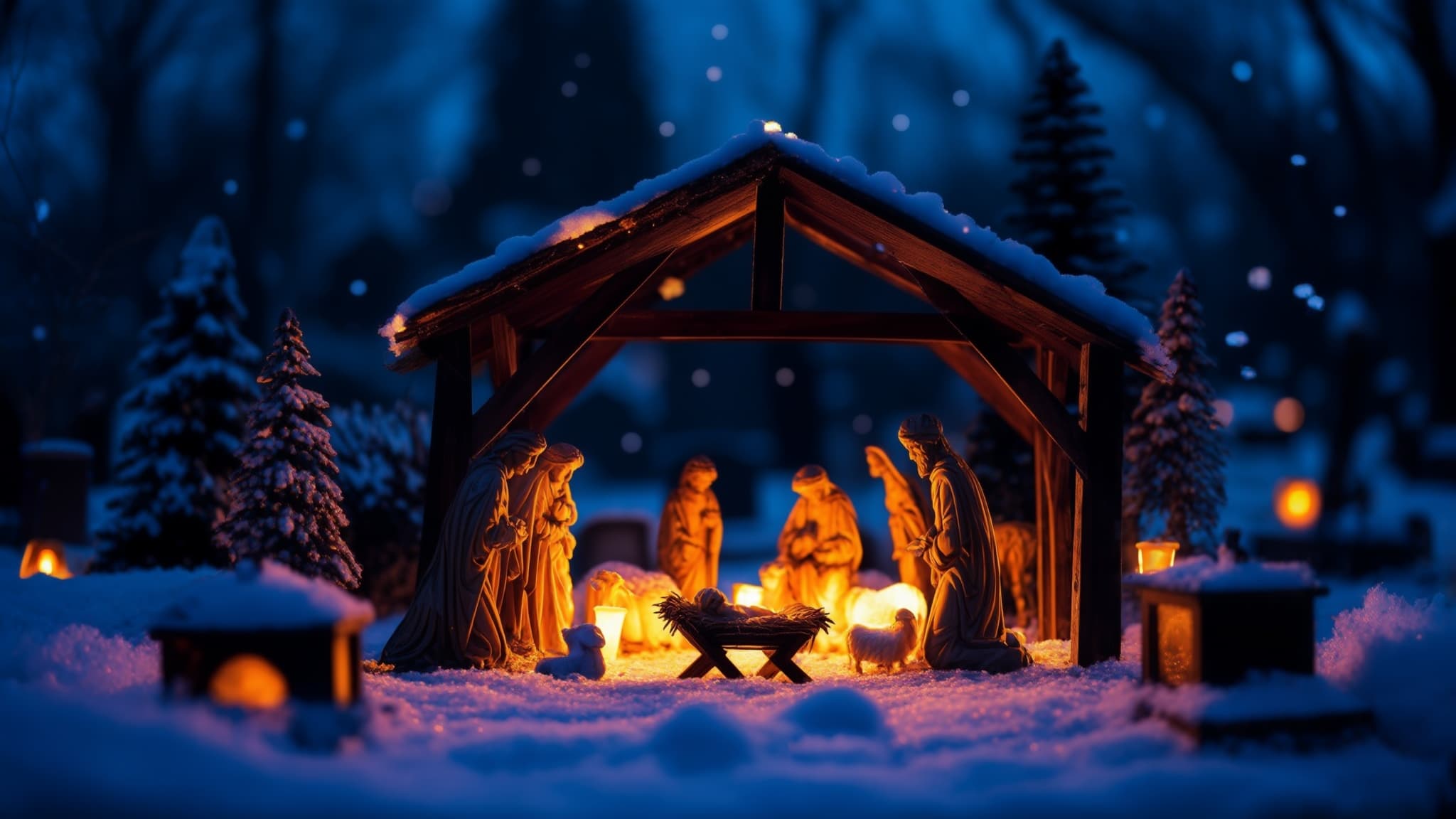 Wooden Nativity Scene